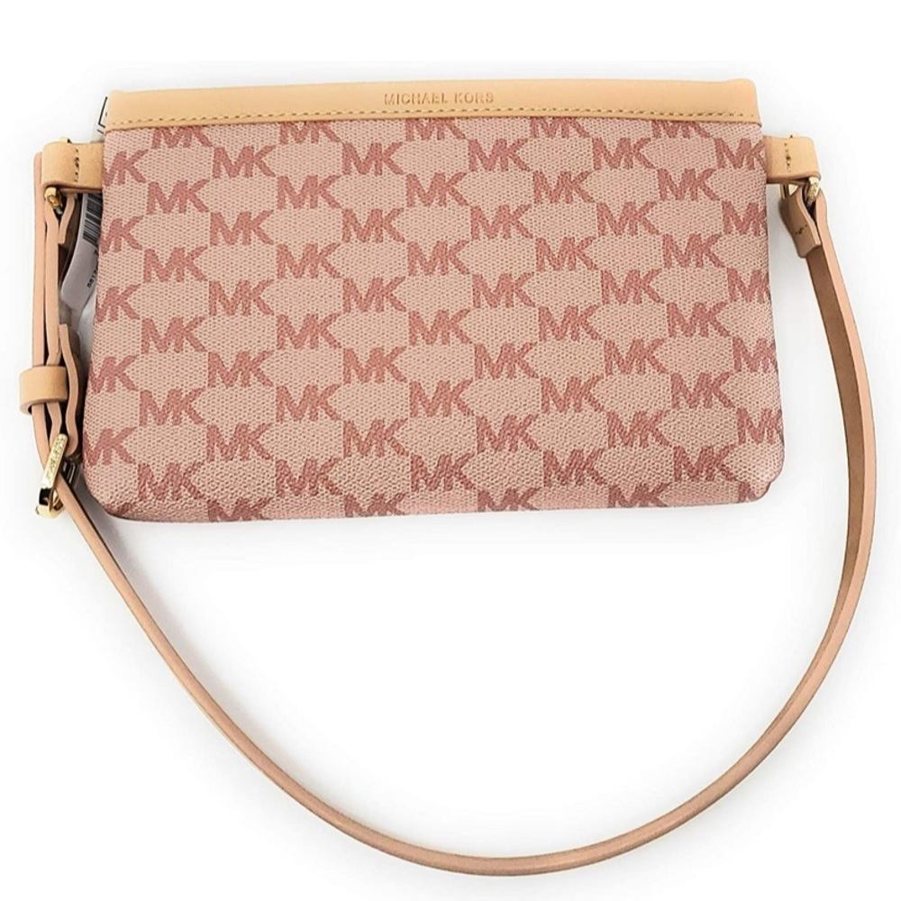 Michael Kors Leather Belt Bag Fanny Pack/Waist Bag, Ballet Pink/Tan, Medium